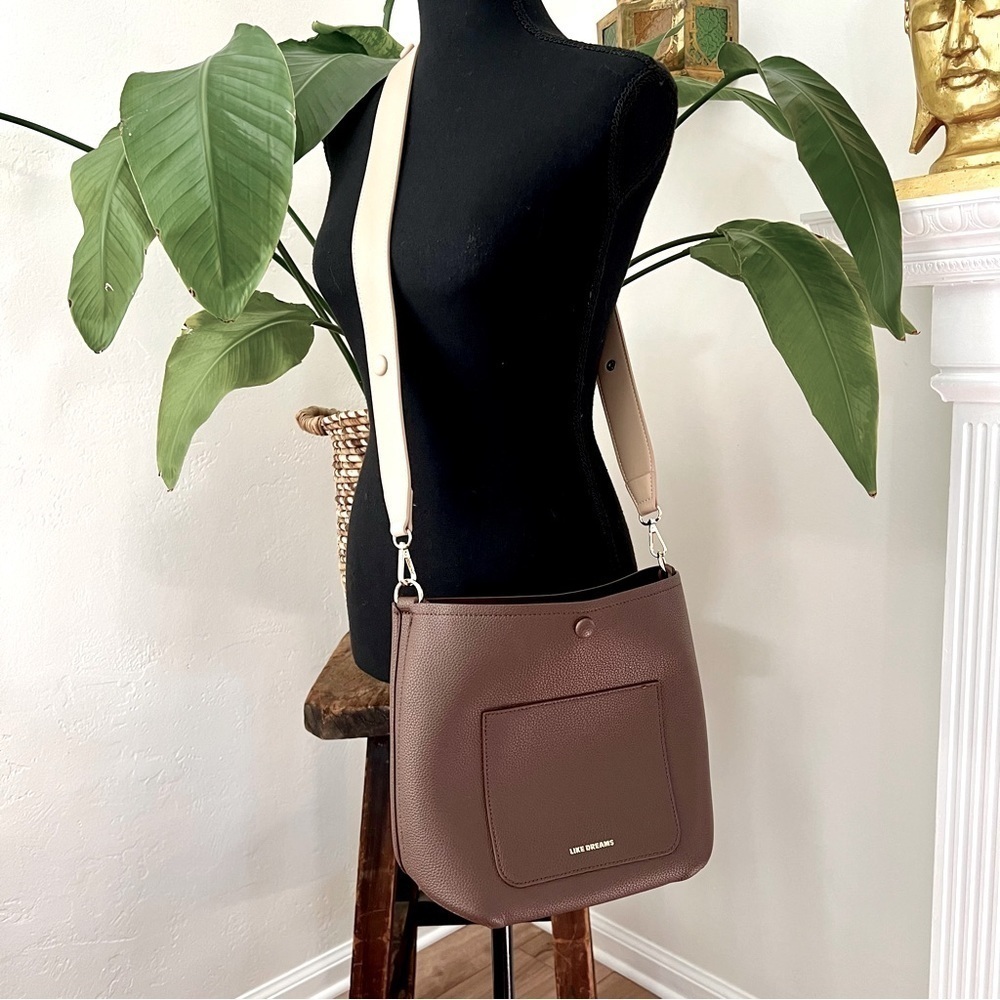 Like Dreams Brown Bucket Crossbody Purse Bag